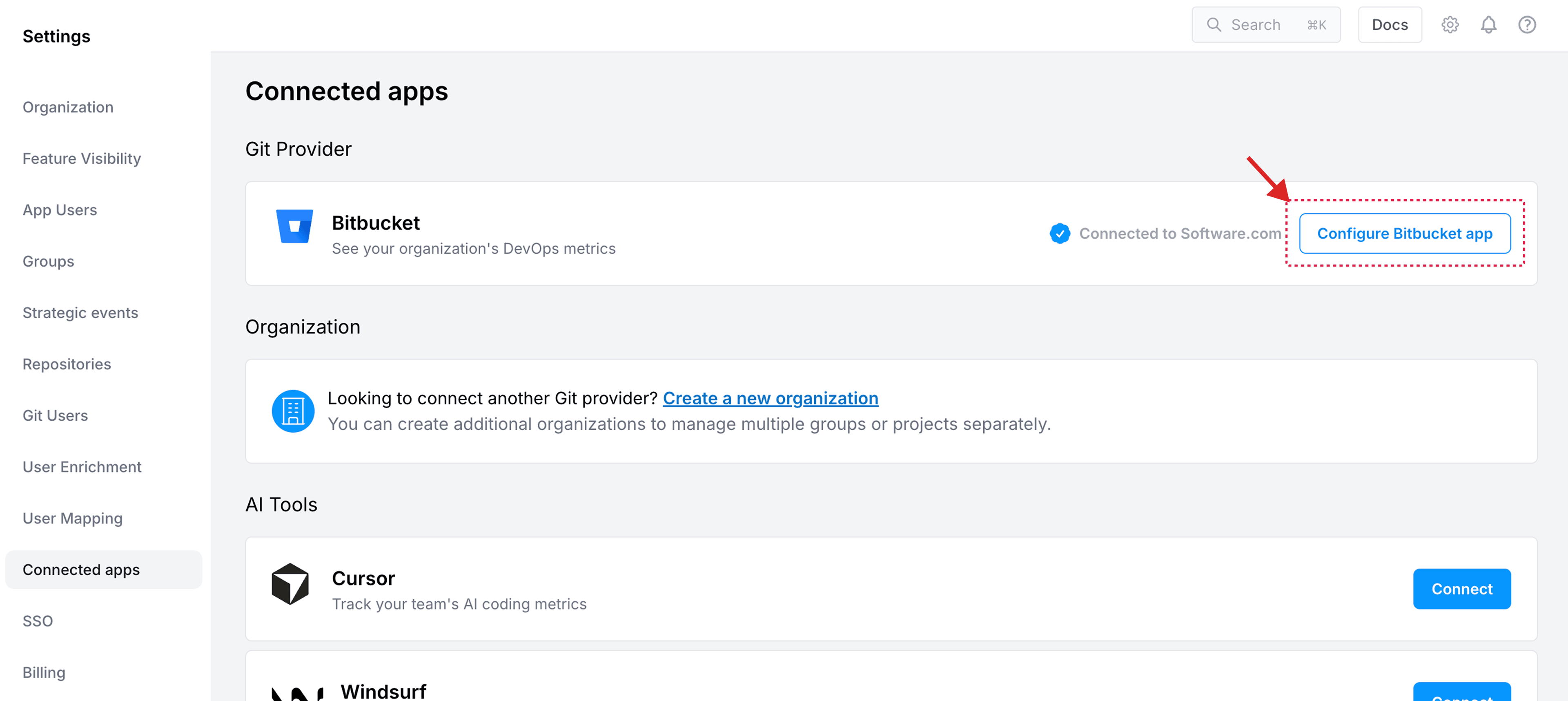 Configure Bitbucket app in Antenna Settings