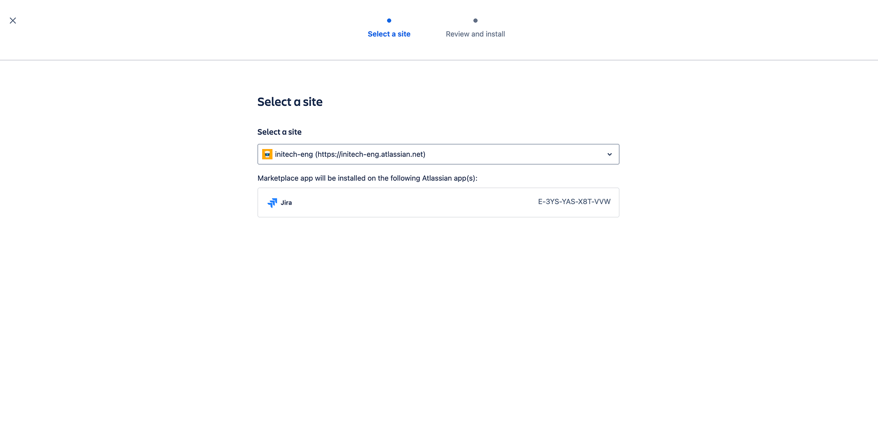 Selecting a Jira site