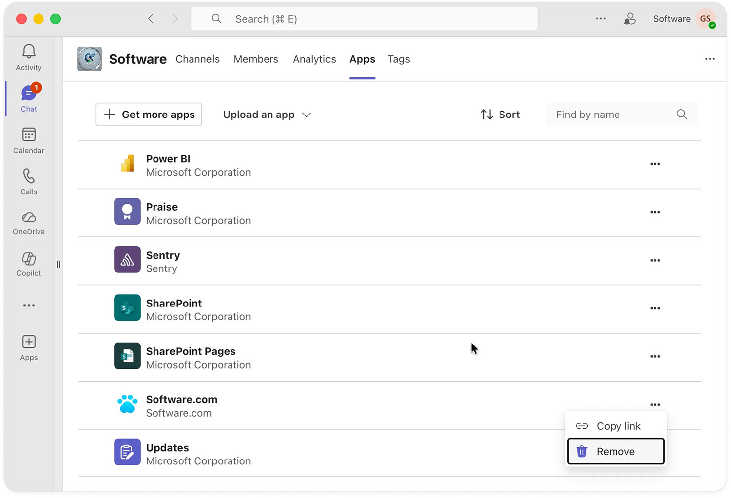 Remove Teams app